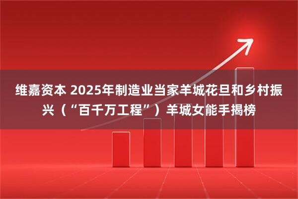 维嘉资本 2025年制造业当家羊城花旦和乡村振兴（“百千万工程”）羊城女能手揭榜